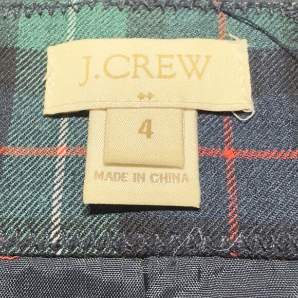 J CREW Tartan Plaid Wool School Boy Blazer Jacket Top Women Size 4 Gold Buttons - Picture 3 of 10